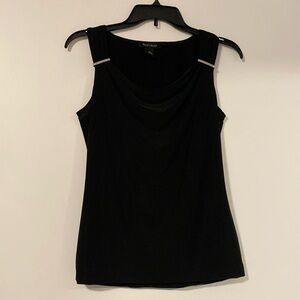 Black silky tank top with Silver clips. Size XSmall